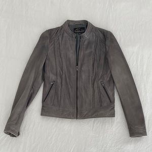 Washed Lambskin Leather Moto Jacket